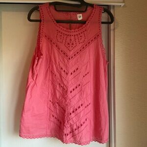 GAP Coral Sleeveless Eyelet Blouse